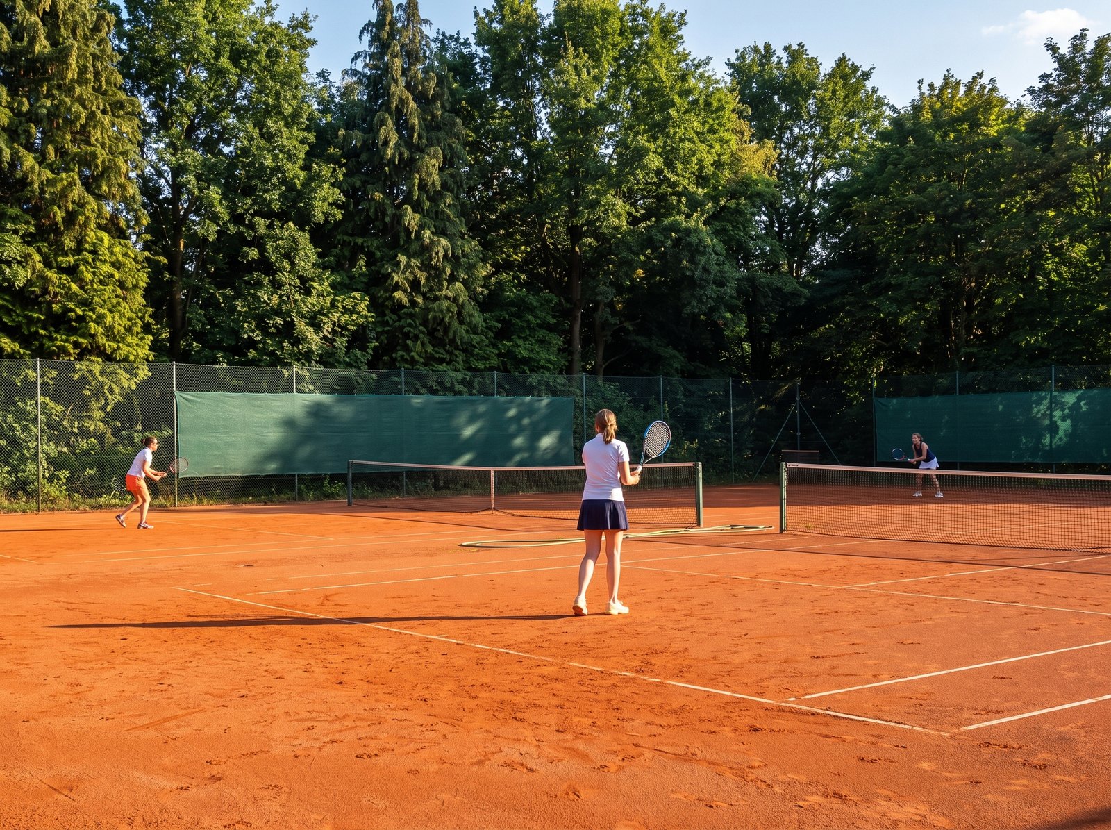 Joueurs à l'entraînement sur un court en terre battue