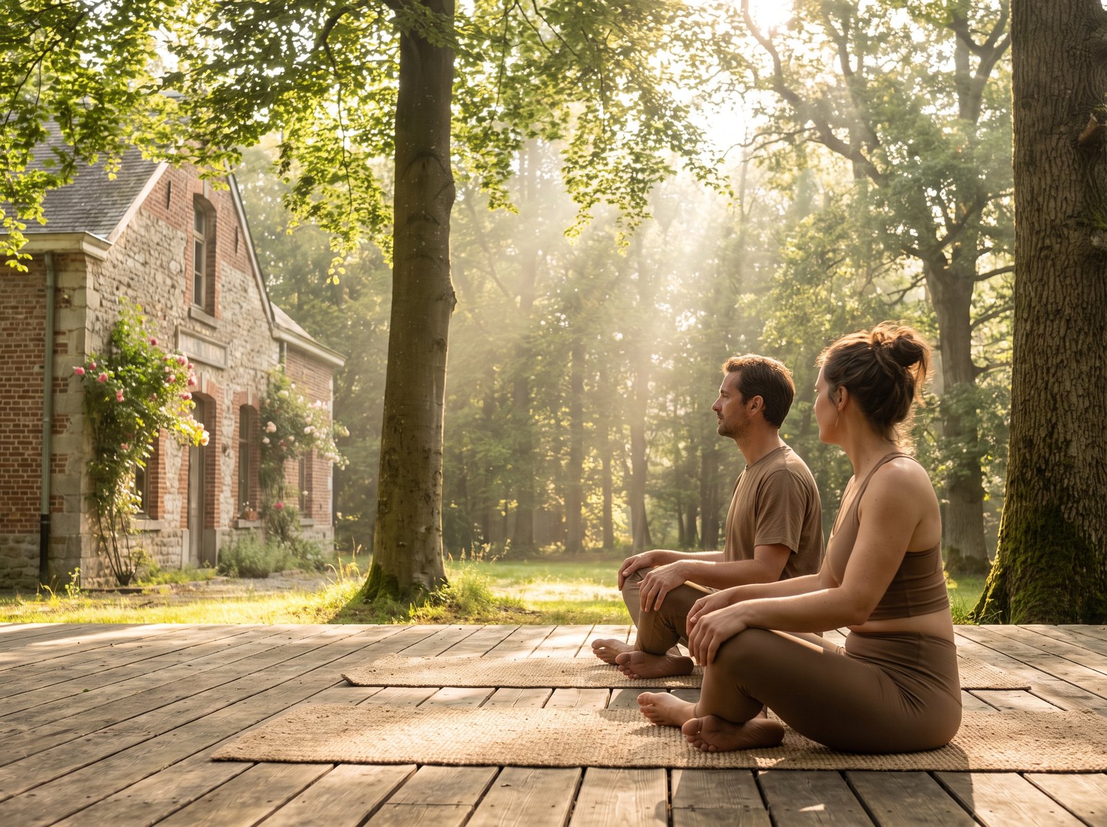 Séance de yoga en forêt à la Maison du bien-être